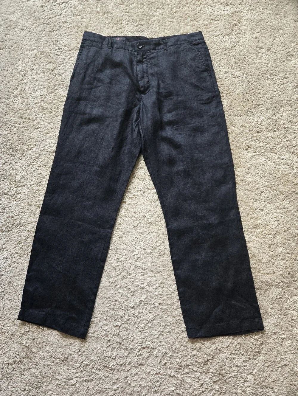 Quince European Linen Trousers Mens 34×30 Black Straight
